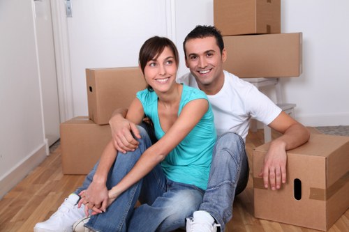 Packing boxes into a mobile self storage unit in Morden